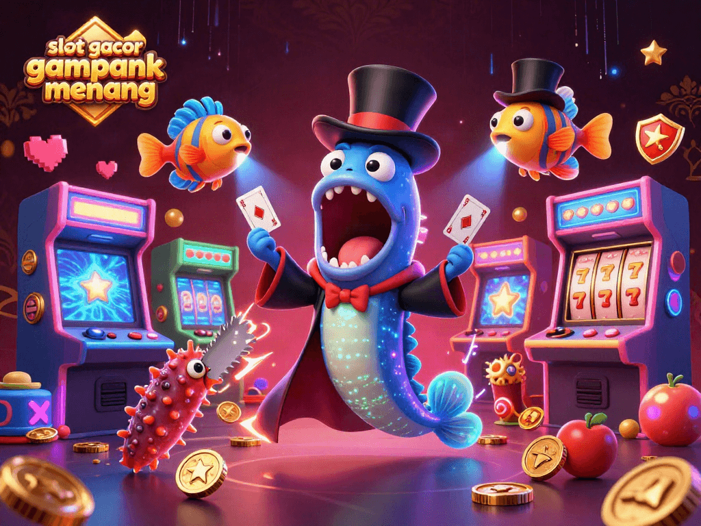 Experience slot gacor gampang menang with a whimsical underwater casino scene featuring playful characters.