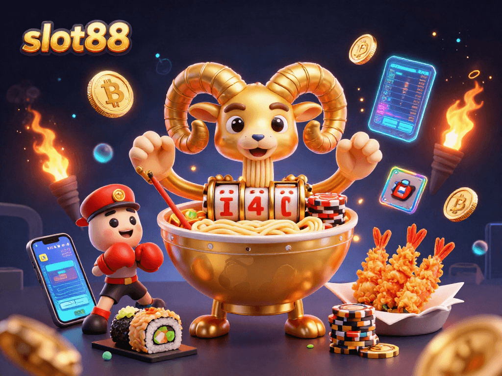 Experience slot88 action with vibrant 3D characters, slot reels, and crypto elements.