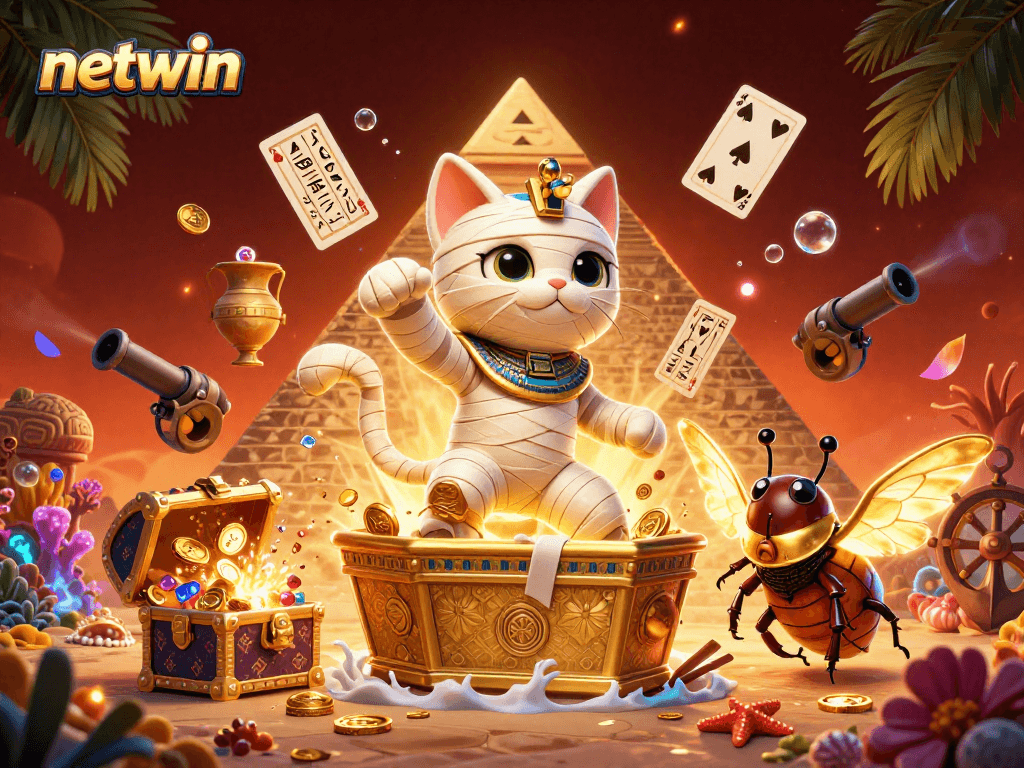 Experience thrilling gameplay with netwin's Egyptian-themed casino adventure featuring unique characters and vibrant treasures.