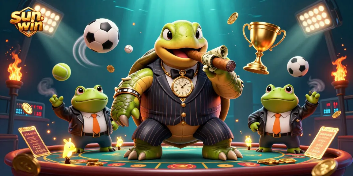 Experience the thrill of gambling at sun-win with a captivating casino scene featuring animated characters.