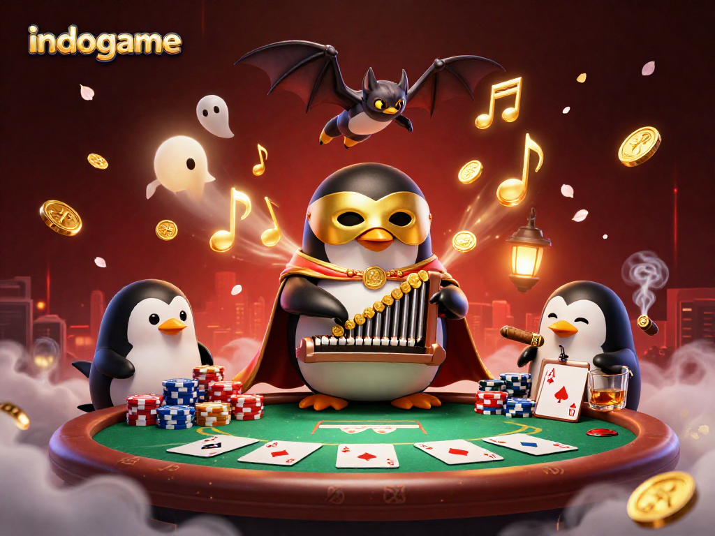 Experience gaming excitement with indogame as a phantom opera penguin plays a majestic organ.