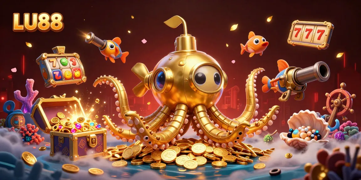 Experience the excitement of LU88 with a vibrant underwater casino adventure scene filled with winning symbols.
