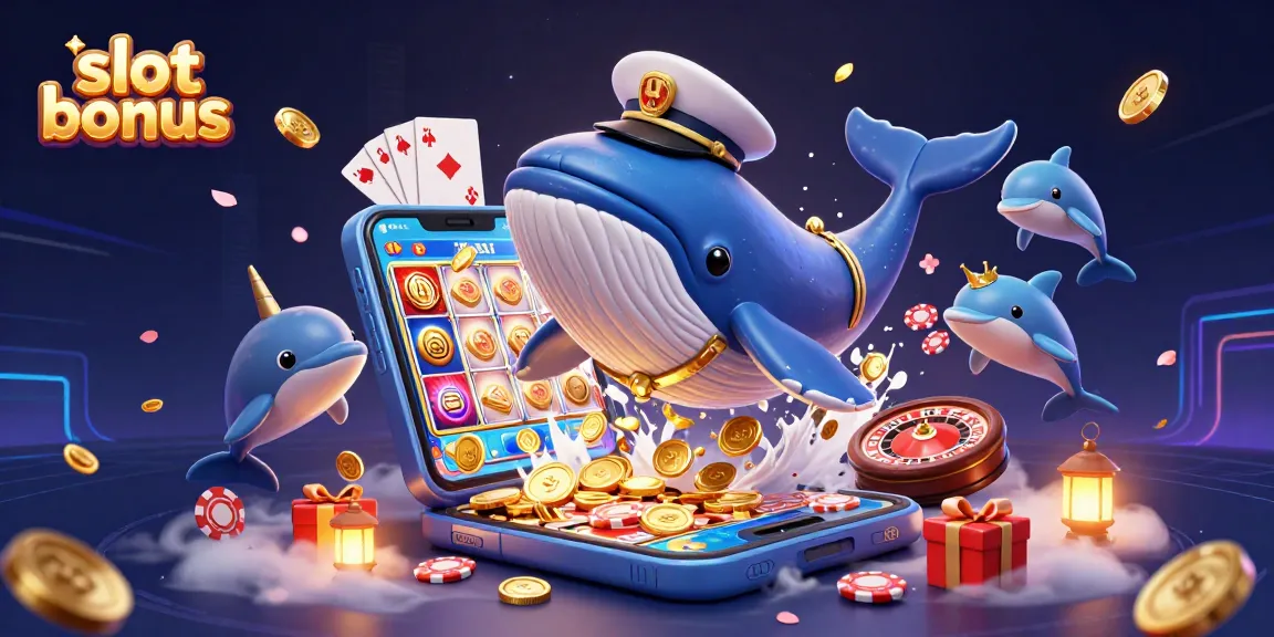 Experience exciting slot bonuses with a playful 3D scene featuring a whale, narwhal, and dolphins.