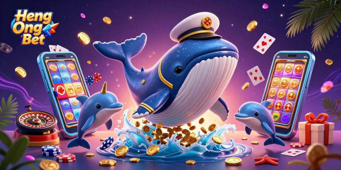 Experience thrilling gaming with Heng Ong Bet featuring vibrant casino elements, ocean-themed characters, and dynamic visuals.