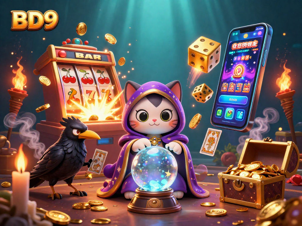 Experience thrilling gameplay with BD9, as vibrant characters and jackpot symbols create excitement.