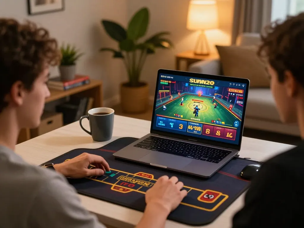 Play exciting games on the sunwin20 platform at home, showcasing an engaging online gaming setup.