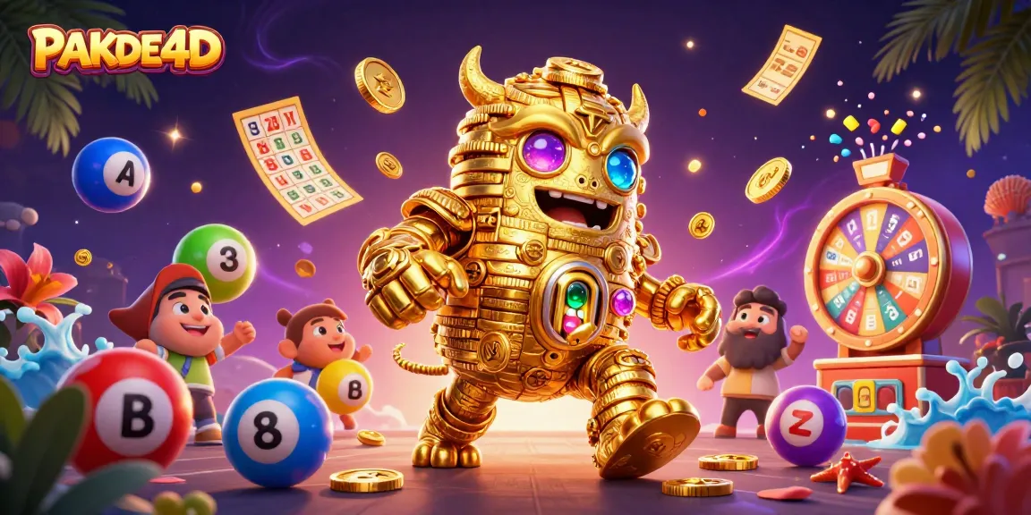 Menang dengan angka hoki di PAKDE4D, ilustrasi permainan togel yang penuh warna dan energik.