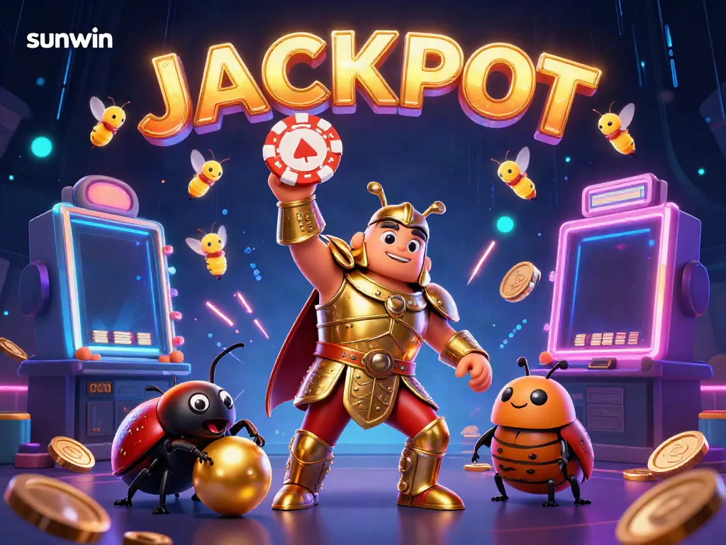 Experience thrilling jackpots with sunwin's immersive 3D casino adventure featuring vibrant characters and slot machines.