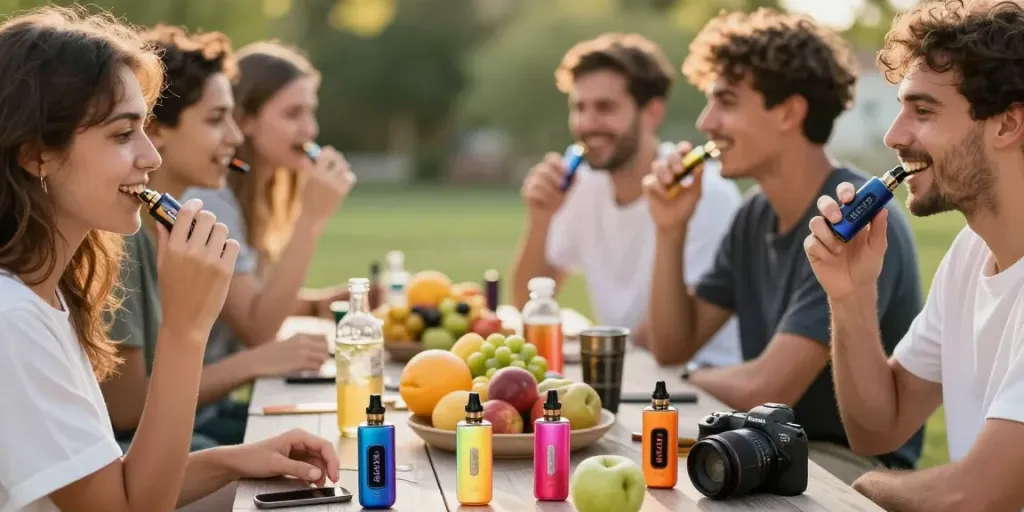 Genieße Al Fakher 8K Crystal Vapes bei einem entspannten Sommerpicknick mit Freunden.