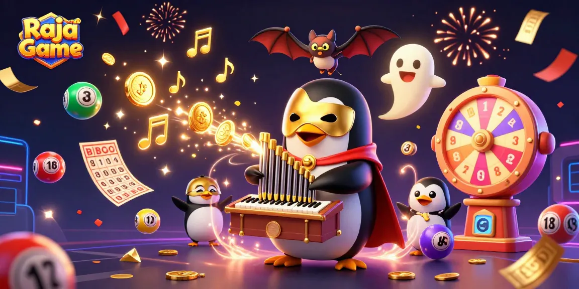 Win big with Raja Game featuring a colorful casino scene of lottery action and rewards.