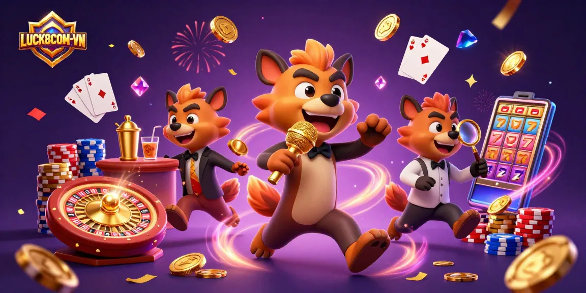 Play at LUCK8COM-VN and enjoy thrilling casino action with comedy hyenas and rich game effects!