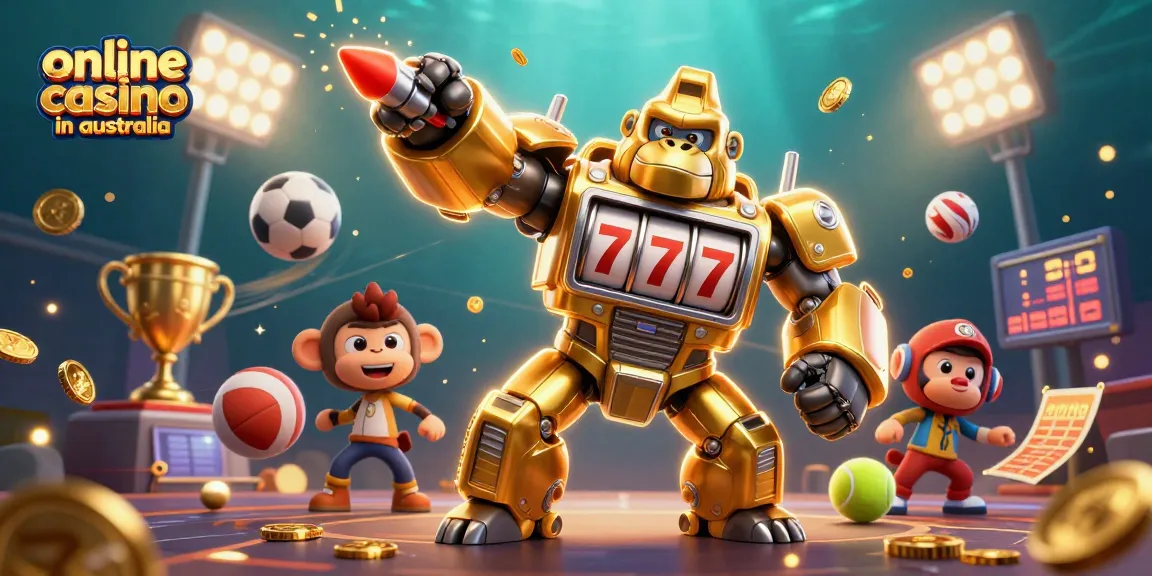 Experience the thrill of an online casino in Australia with vibrant characters and dynamic gaming elements.