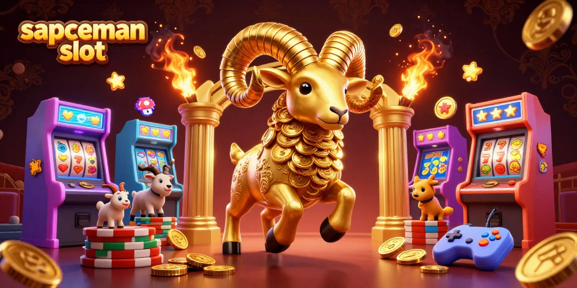 Experience the thrill of sapceman slot in a vibrant 3D casino environment with golden ram and colorful elements.