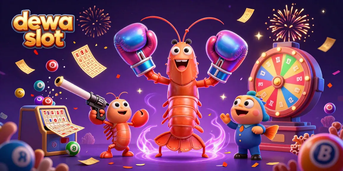 Experience the excitement of dewa slot with vibrant characters, lottery elements, and casino thrills.