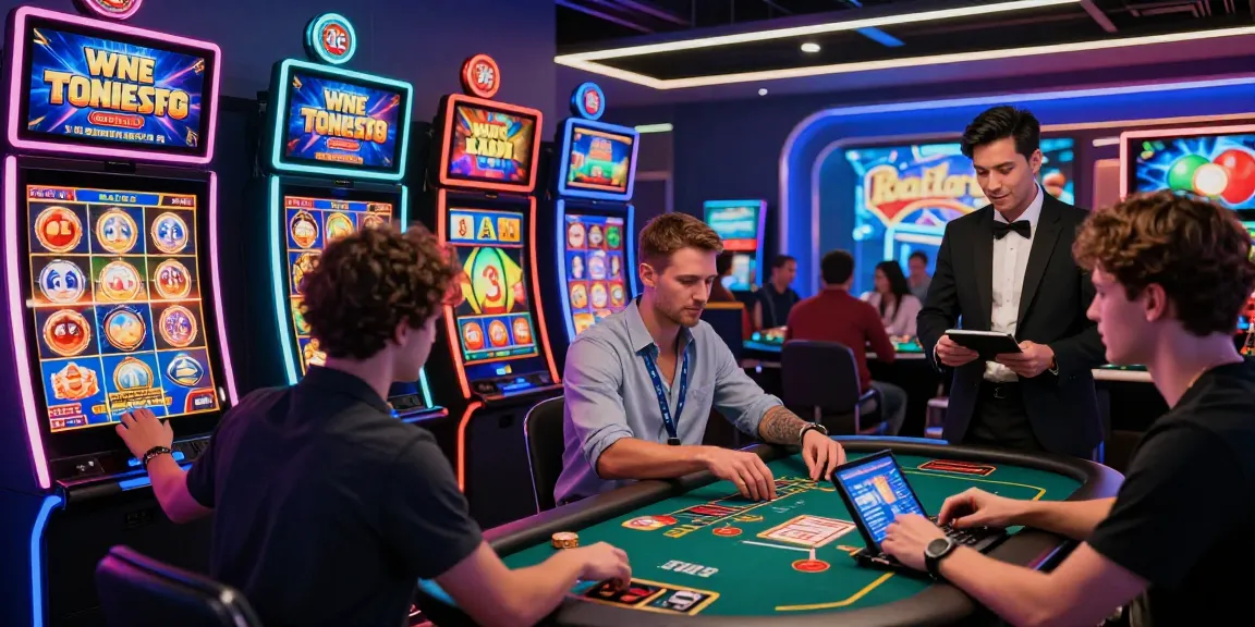 Exciting scene at casinos that accept credit cards with diverse players enjoying various games on devices in a vibrant virtual atmosphere.