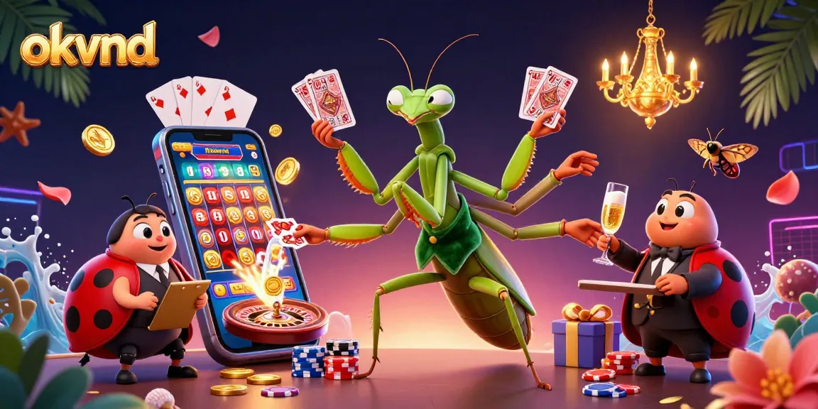 Engage with okvnd's vibrant casino atmosphere featuring lively characters and exciting game elements.