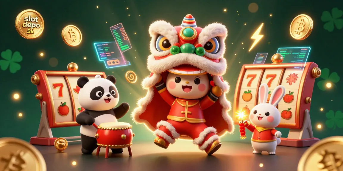 Experience the excitement of slot depo 5k with vibrant characters in a dynamic casino-themed scene.