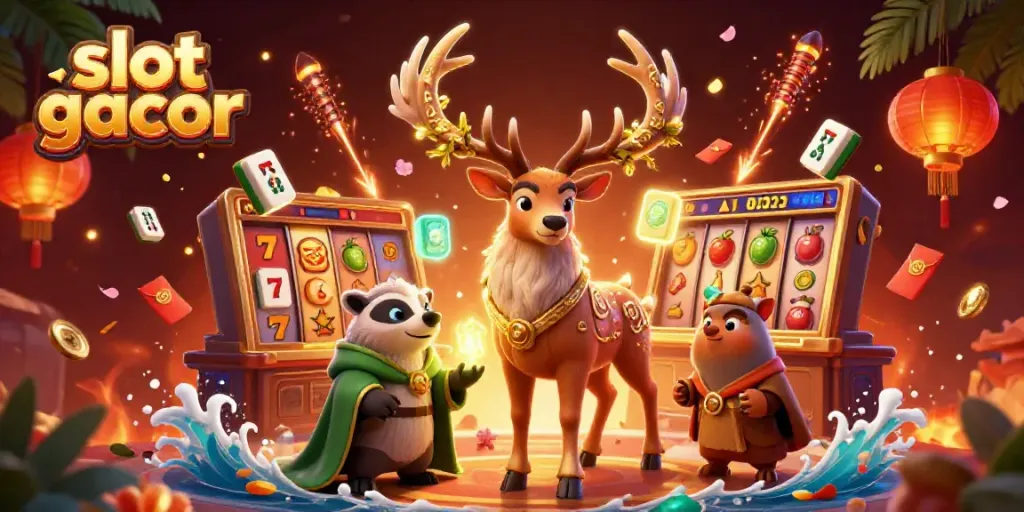 Experience the thrill of slot gacor with vibrant characters and dynamic casino elements.