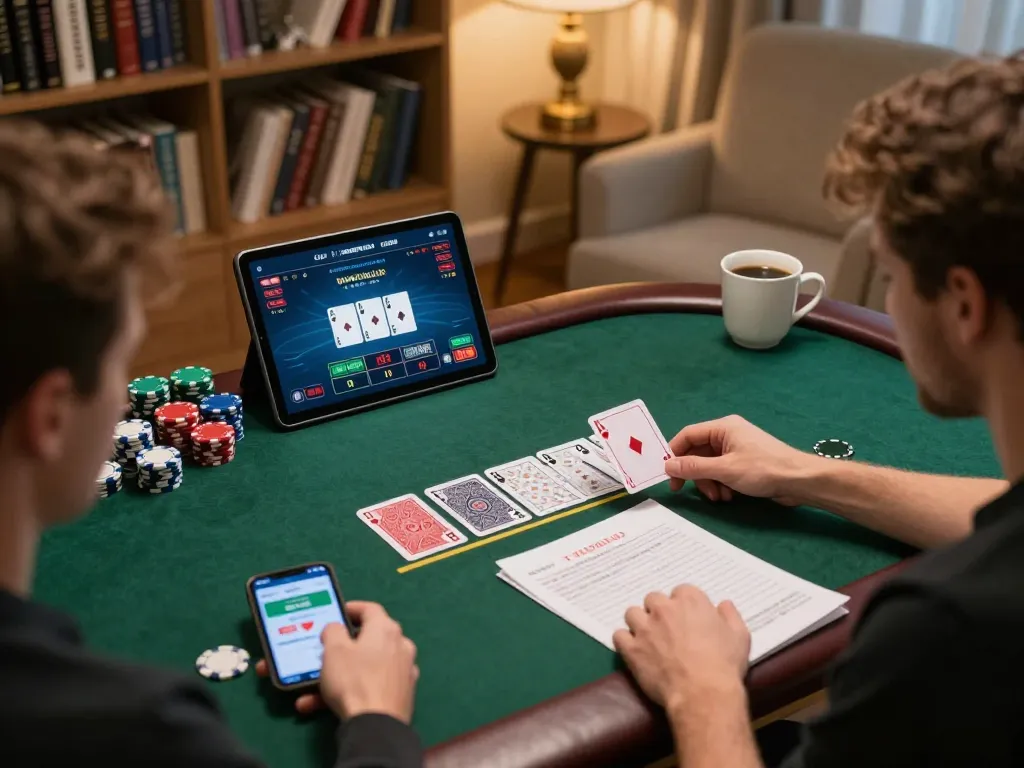 Engaging in online casino games at home, showcasing Canadian online casinos strategy with focus on blackjack