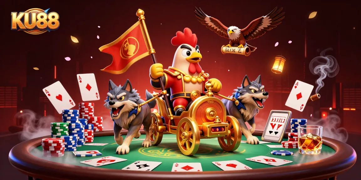 Engage in thrilling gameplay at KU88 with vibrant poker tables and dynamic characters.