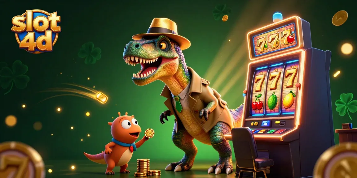 Experience the excitement of slot 4d with a cartoon velociraptor at the slot machine