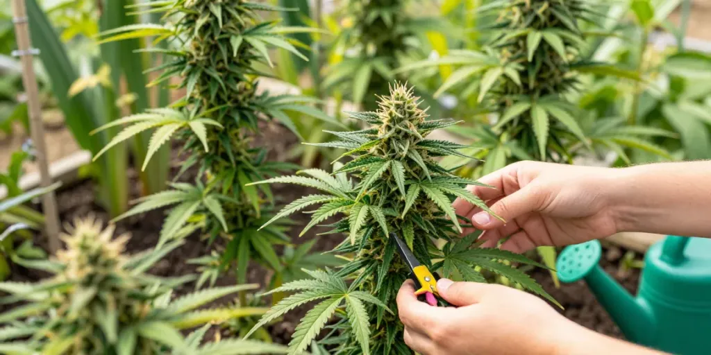 Healthy autoflower cannabis seeds thriving in a vibrant garden.
