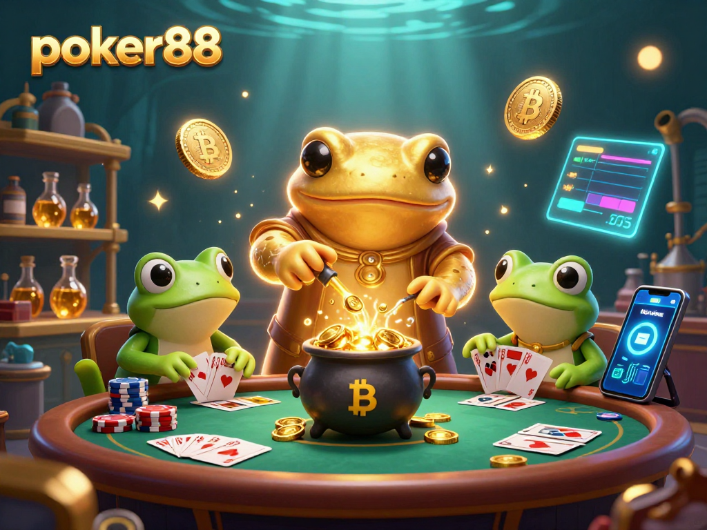 Poker88: Nikmati permainan poker dengan alkemis dan kuali ajaib yang memancarkan koin emas.