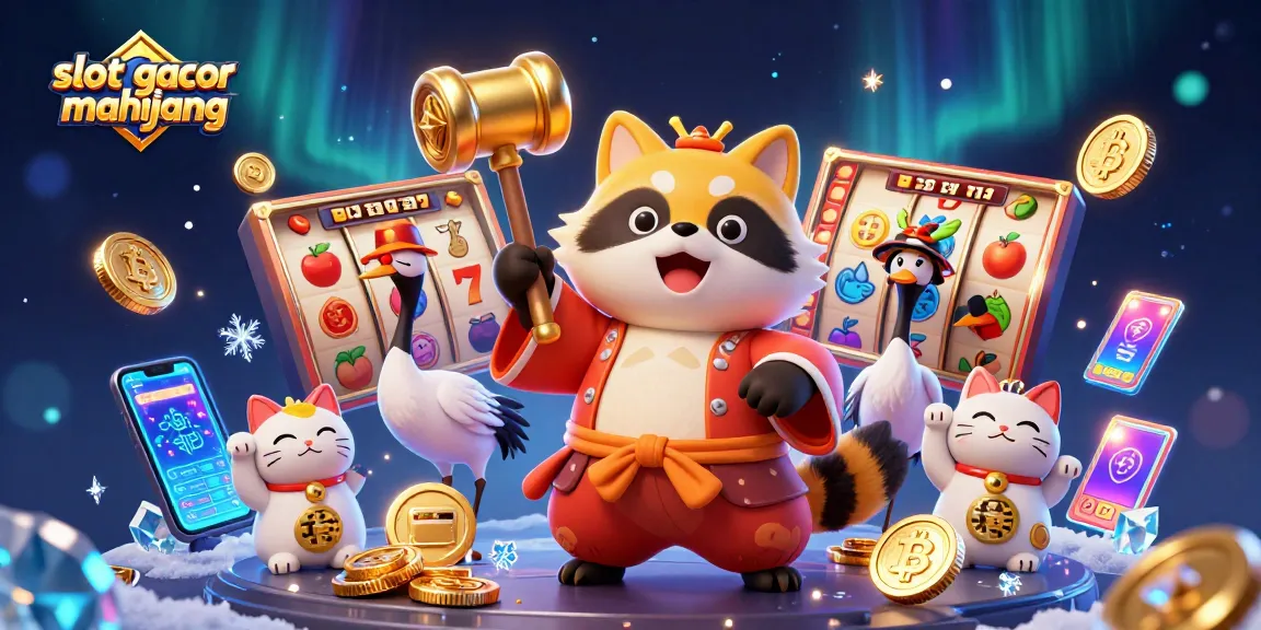 Engage with slot gacor mahjong in this vibrant 3D illustration featuring joyful characters and casino elements.