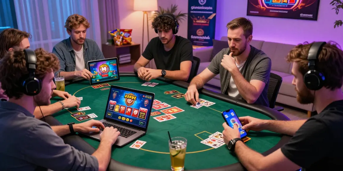 Engaging online gaming scene featuring players enjoying card games on devices, inspired by gamebaidoithuong.is.
