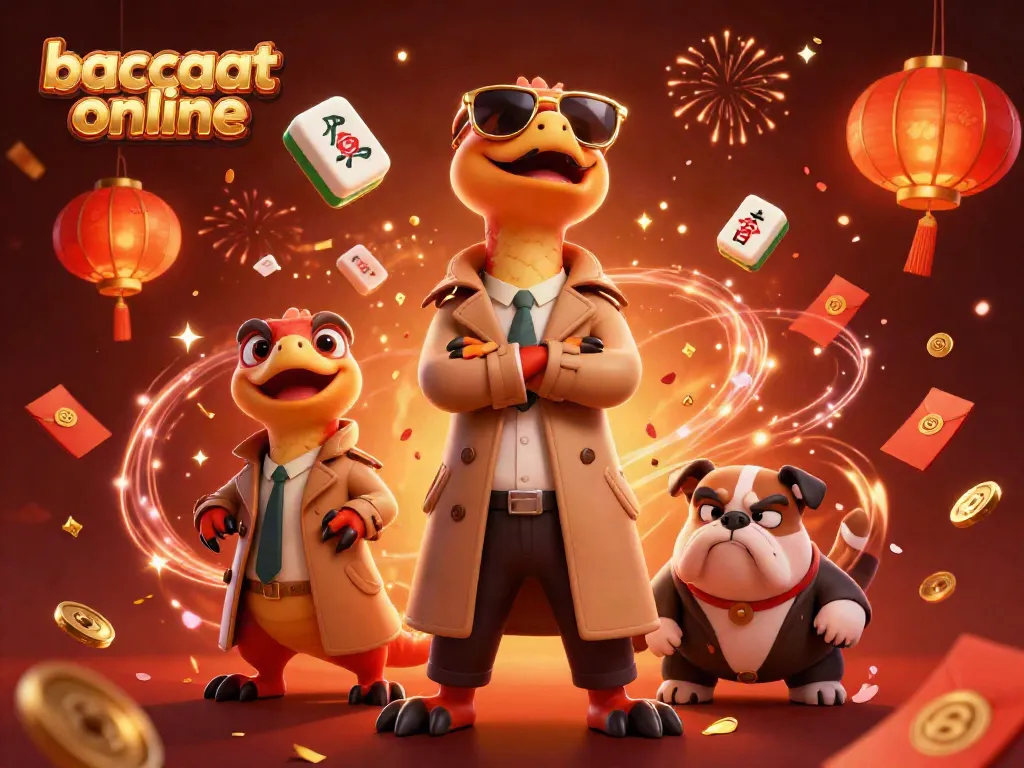 Experience immersive baccarat online action with raptors disguised as a tall player in a vibrant casino