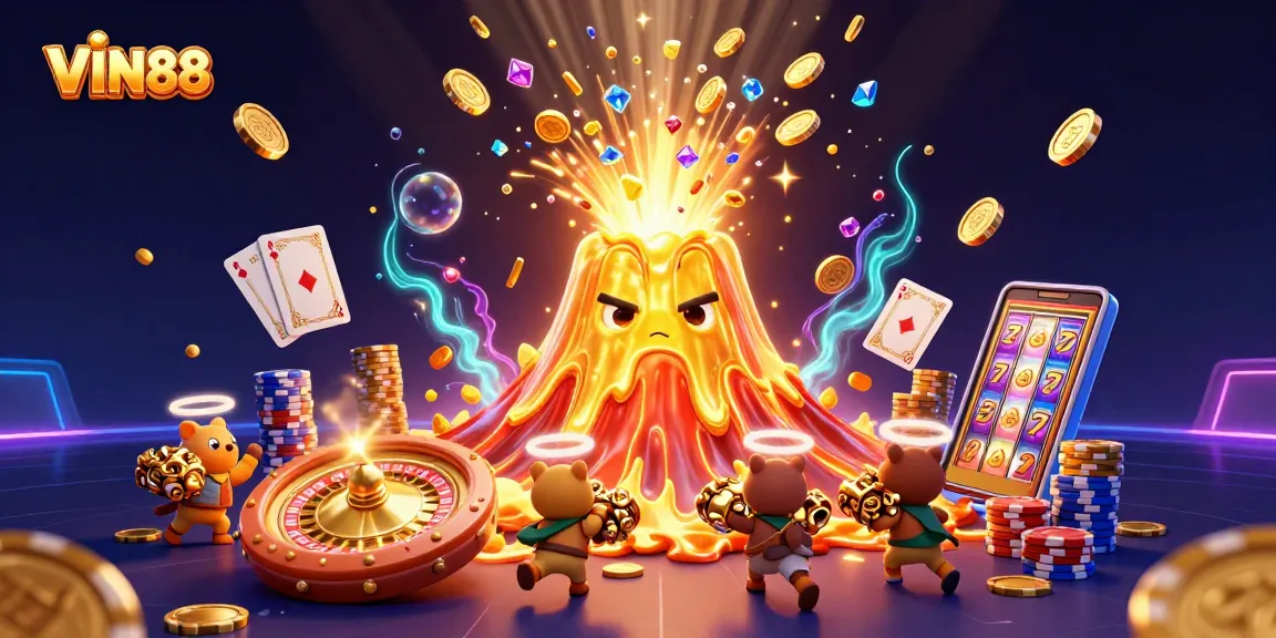 Experience riches with VIN88 as the golden volcano erupts treasures at your fingertips.