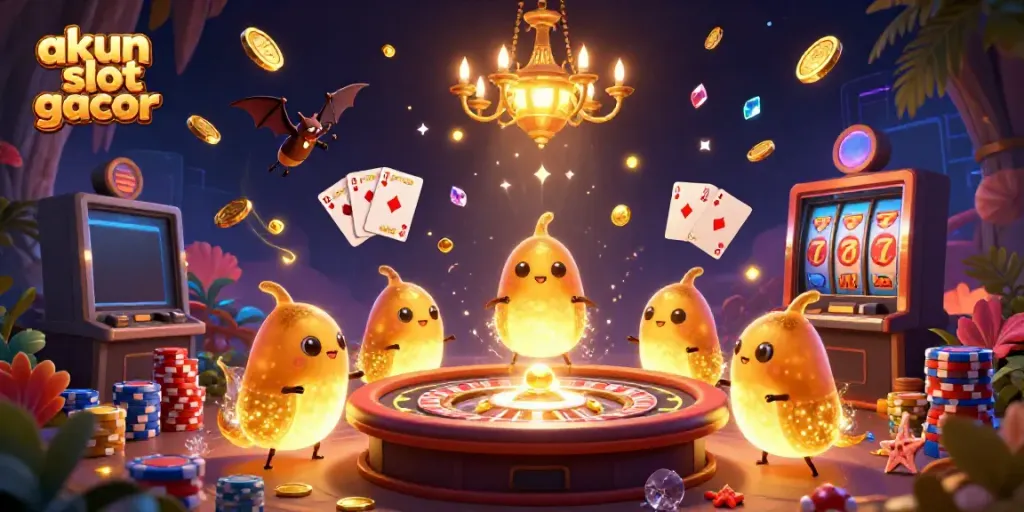 Experience the thrill of akun slot gacor with glowing glowworms lighting a vibrant cave casino.