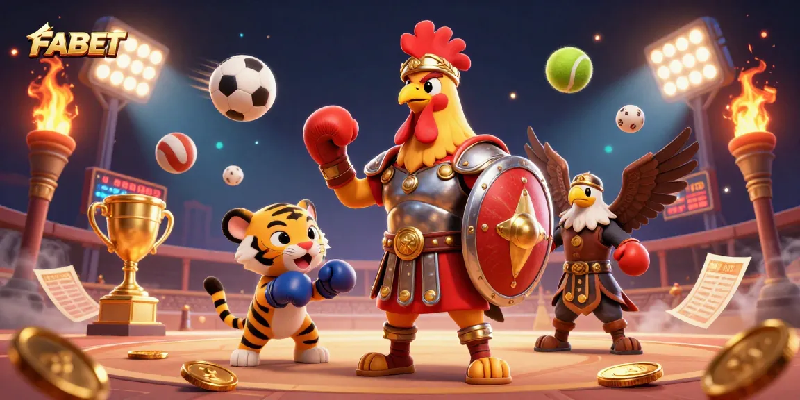 FABET players engaging in thrilling sports betting action with vibrant casino elements.