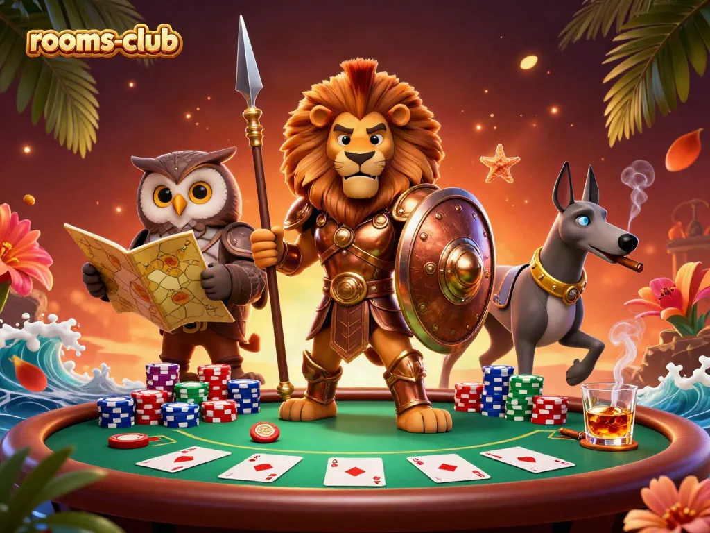 Permainan menarik di rooms-club dengan slot dan poker menghibur pemain.