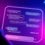 Interactive interface illustrating a porn ai chat between users and an AI chatbot, featuring a modern design and seductive dialogue.