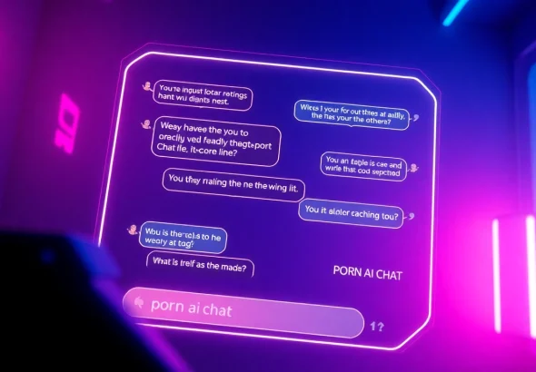 Interactive interface illustrating a porn ai chat between users and an AI chatbot, featuring a modern design and seductive dialogue.