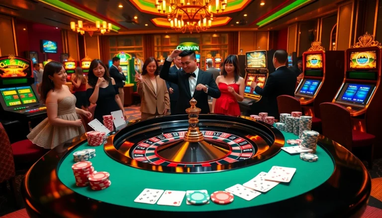 Exciting gameplay at a luxurious casino featuring Go88vn's roulette table and poker chips.