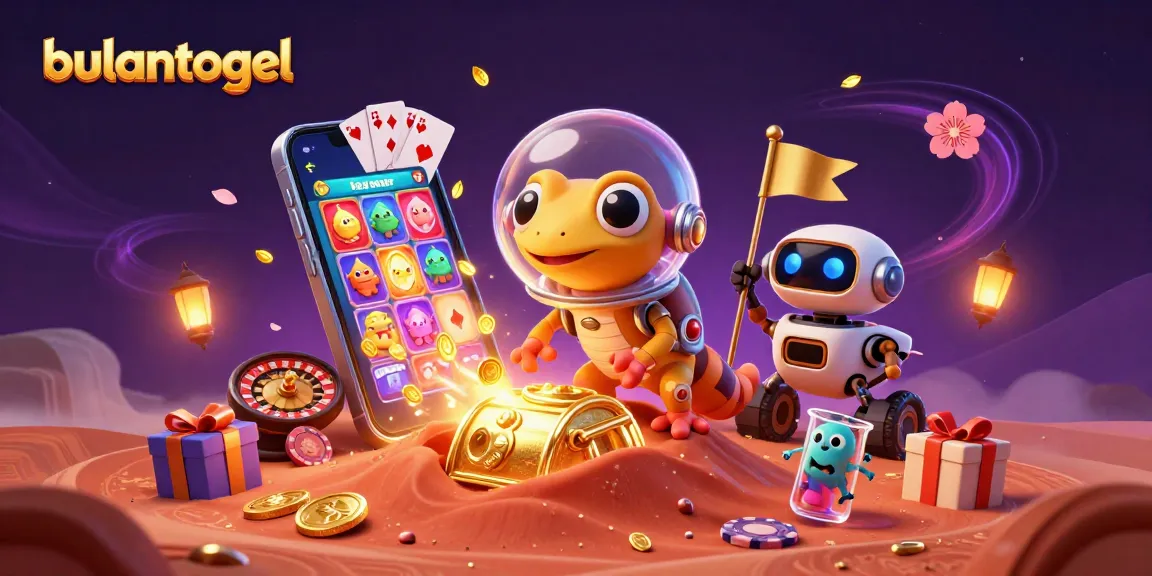 Gambaran bulantogel dengan karakter gecko Mars, robot, dan permainan kasino yang megah.